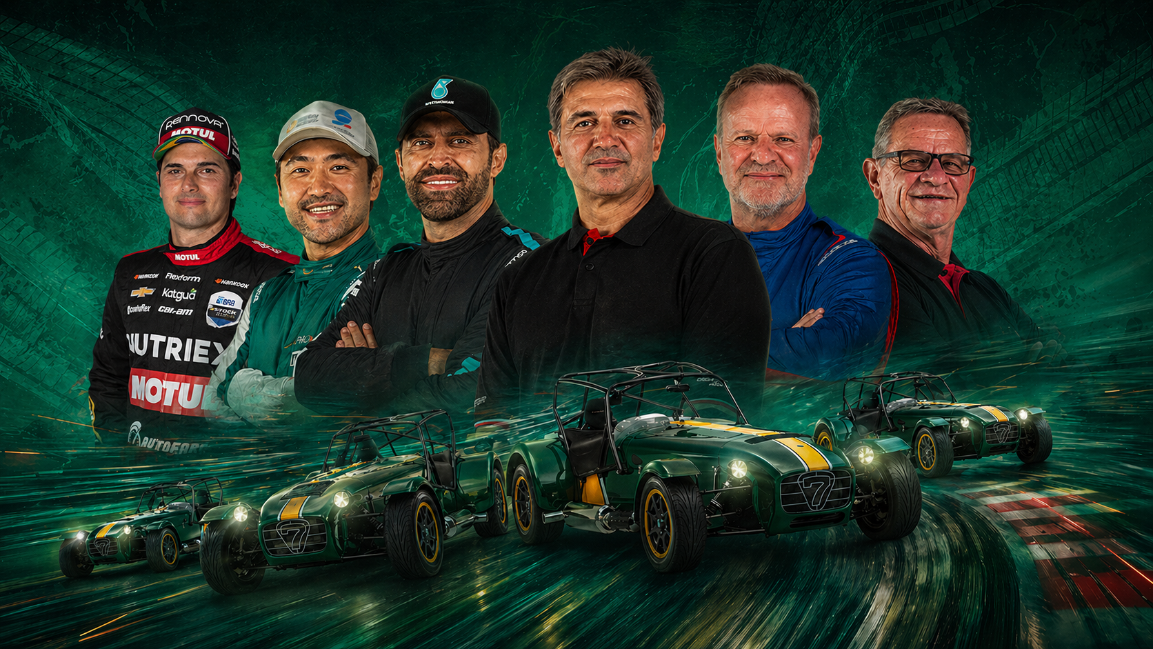 Pilotos profissionais da Scuderia Bandeiras × Caterham Motorsport Brasil